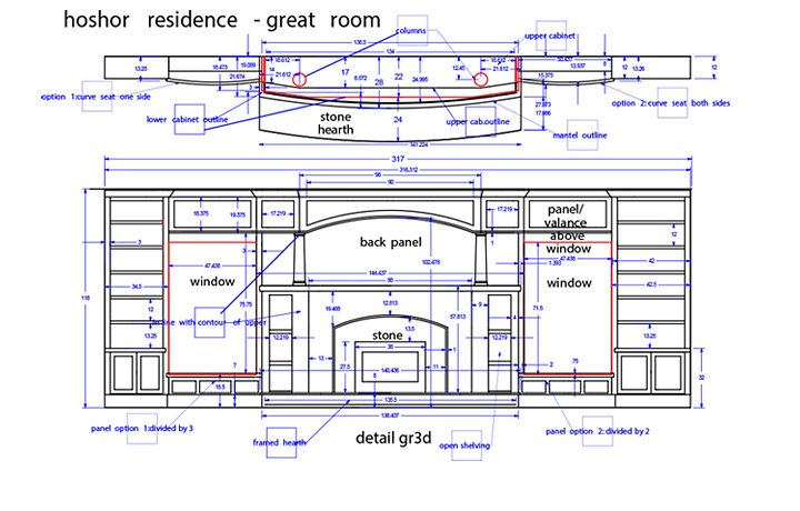 <b>Hoshor Residence. Great Room</b><span><br /> Designed by <b>Charles Rawlins</b> • Created in <a href='/2d-3d-drafting/2d-3d-cad-graphite.html'>Graphite Precision CAD Software</a></span>