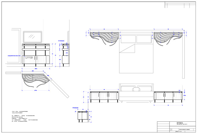 <b>Nightstands and Entertainment System</b><span><br /> Designed by <b>Janet Call</b> for <b>Calls Design</b> • Created in <a href='/2d-3d-drafting/2d-3d-cad-graphite.html'>Graphite Precision CAD Software</a></span>