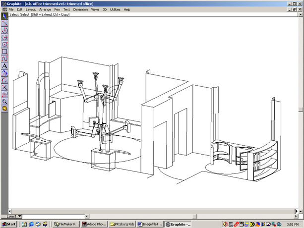 <b>Office Exhibit</b><span><br /> Designed by <b>Mary Hoehl</b> for <b>Pittsburg Childrens Museum</b> • Created in <a href='/2d-3d-drafting/2d-3d-cad-graphite.html'>Graphite Precision CAD Software</a></span>