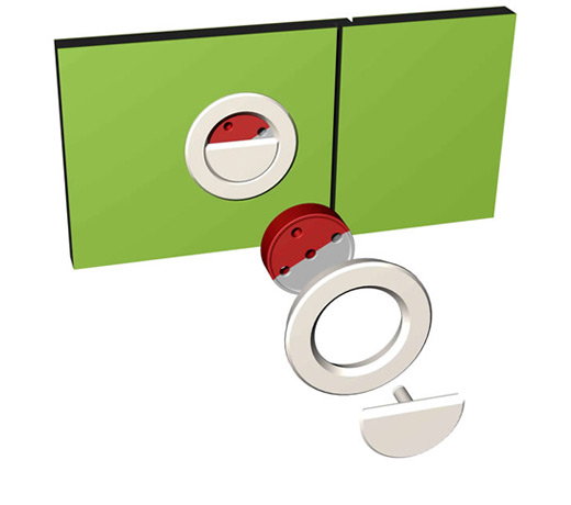 <b>Façadeflush Washroom Cubicle Lock</b><span><br /> Designed by <b>Brian Watson</b> and <b>Tony Weels</b> of <b>Grant Westfield Ltd.</b> • Created in A-V Software</span>