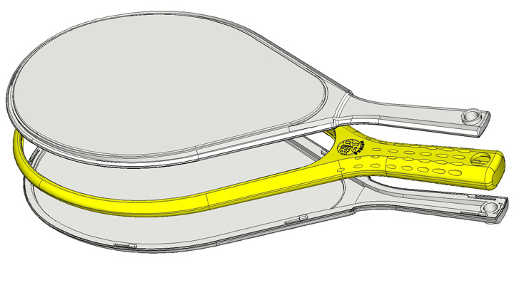 <b>Frescobol Racquet 3D Model</b><span><br /> Designed by <b><a href='/success-stories/keeping-the-ball-in-the-air/'>Celso Santos</a></b> of <b>Rio 21</b> • Created in <a href='/3d-modeling/3d-modeling-cobalt.html'>Cobalt CAD & 3D Modeling Software</a> • <i>2014 Bronze IDEA Award</i></span>